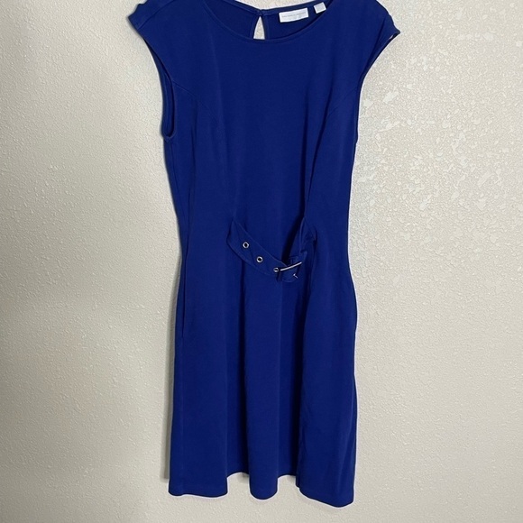 New York & Co Cobalt Blue Belted Middle Career Work Dress Small - Picture 2 of 8